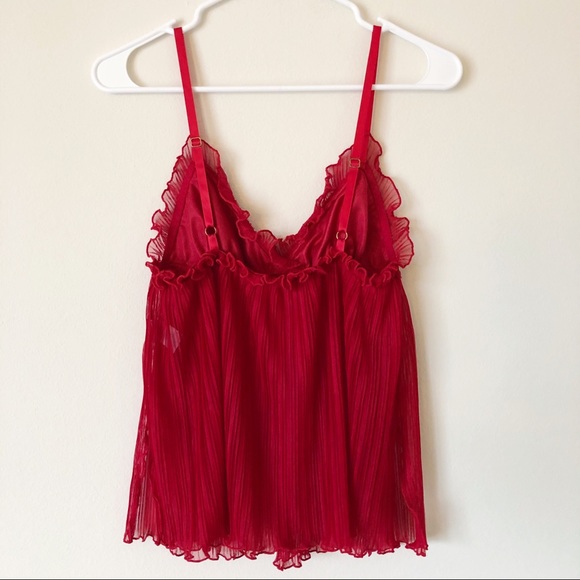 Red Sheer Lingerie Camisole with Ruffle Details - Picture 4 of 4
